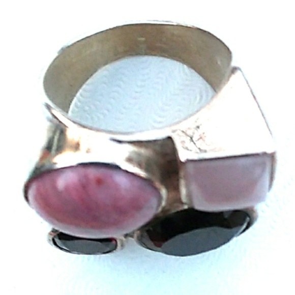 RARE JAY KING DTR Sterl.Silver GemStone Ring Rose Quartz Rhodochrosite Tourmalin - Picture 3 of 16